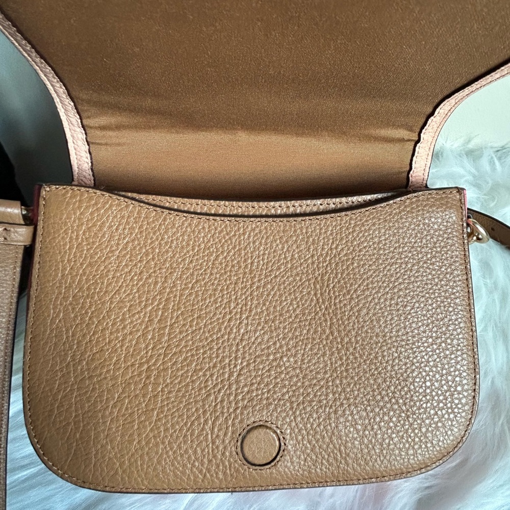 Coach Saddle Bag Pink Tan Pebbled Leather Crossbody Bag Excellent - Picture 7 of 11